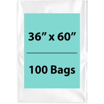 36X60 inches Clear Flat Poly Bags 1.5Mil Open Top (LDPE)